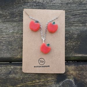 Handcrafted Apple Earrings and Necklace Set